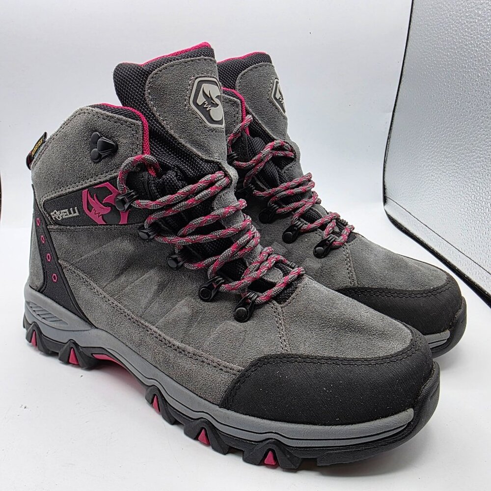 Foxelli Womens Size 10 Gray Pink Hiking Boots Camping Outdoors Trails Summer